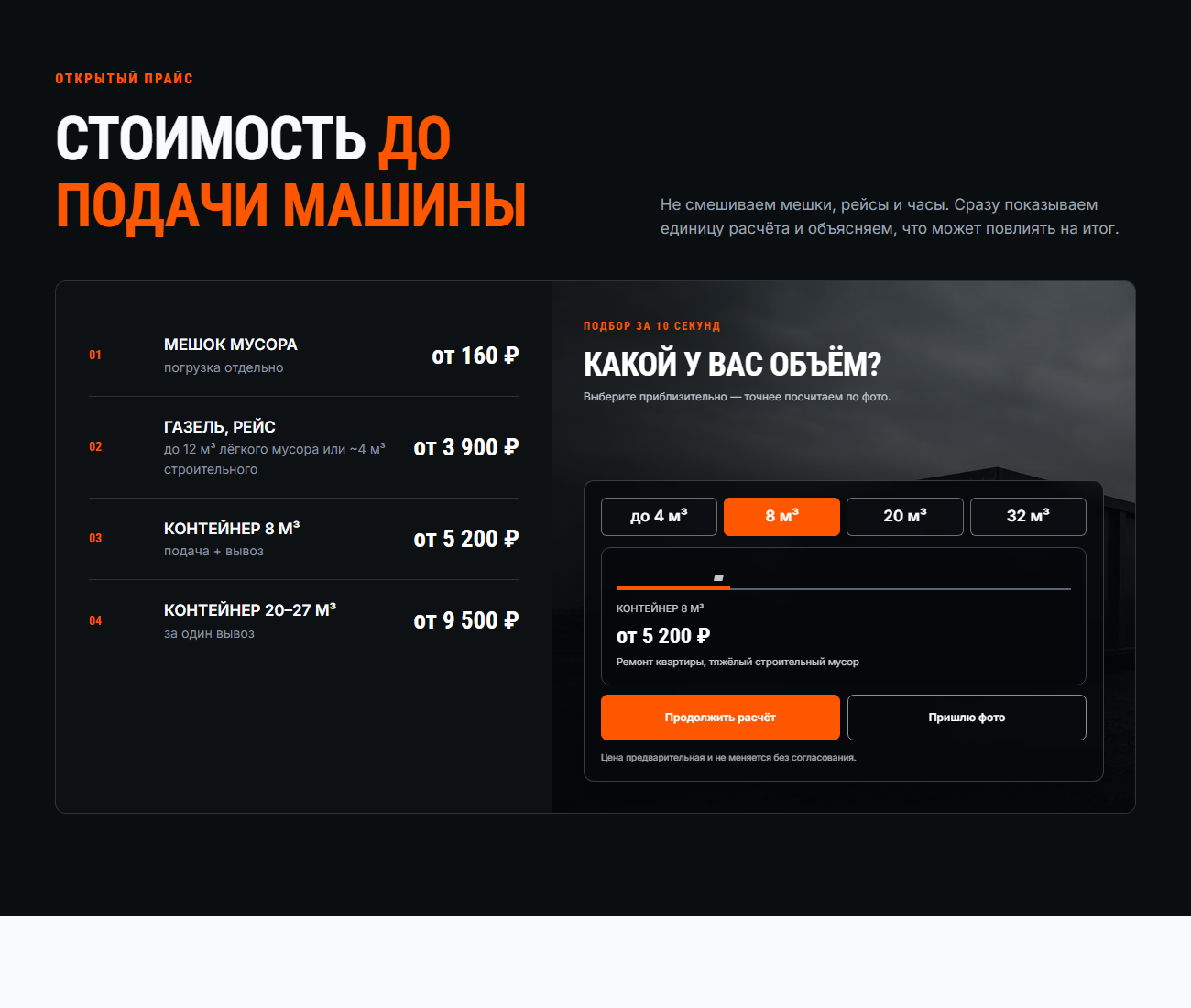 Открытый прайс на демонстрационном сайте